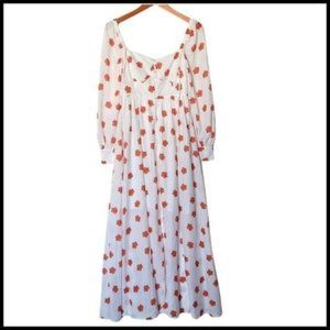 Since Then White Floral Long Sleeve Button Front Maxi Dress S NWT